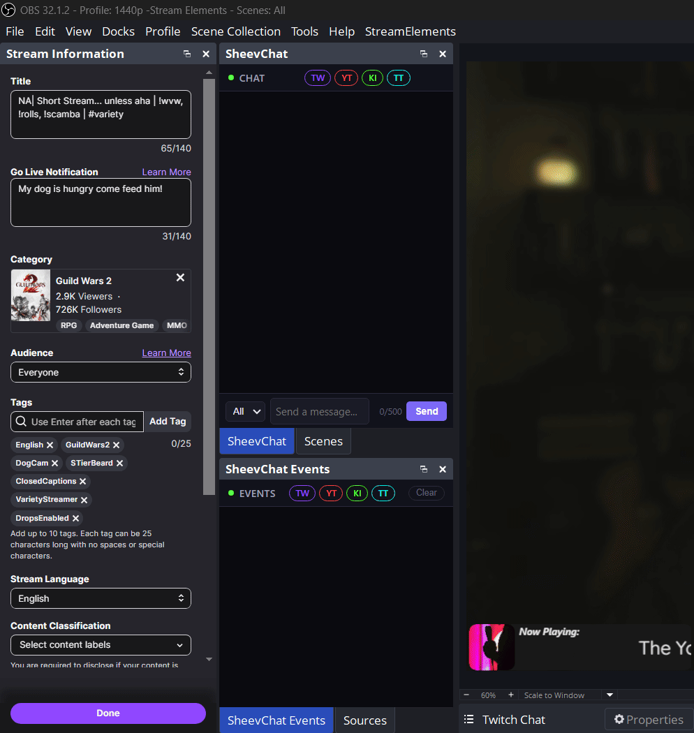 SheevChat OBS overlay and docks